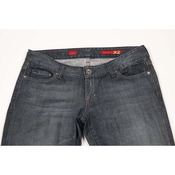 Vtg Y2K Express X2 Womens 8R Faded Stella Full Leg Flared Stretch Denim Jeans - Picture 2 of 13